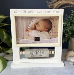 In Just 1 Year Baby Frame W/ Spinning Block &amp; Beads, Boxed