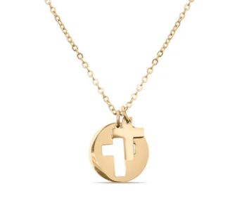 Cutout Cross Gld Stainless Steel Necklace