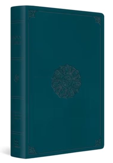 ESV Giant Print Thinline Bible, Red Letter Trutone, Deep Teal, Emblem Design