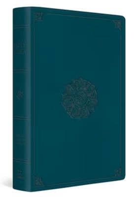 ESV Giant Print Thinline Bible, Red Letter Trutone, Deep Teal, Emblem Design