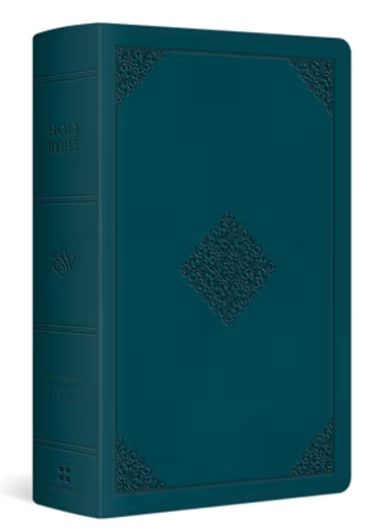 ESV Large Print Personal Size Bible, Red Letter Trutone, Deep Teal, Ornament Design