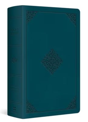 ESV Large Print Personal Size Bible, Red Letter Trutone, Deep Teal, Ornament Design