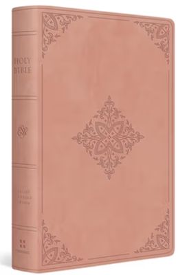 ESV Large Print Value Personal Size Bible Trutone, Blush Rose, Fleur-De-Lis Design
