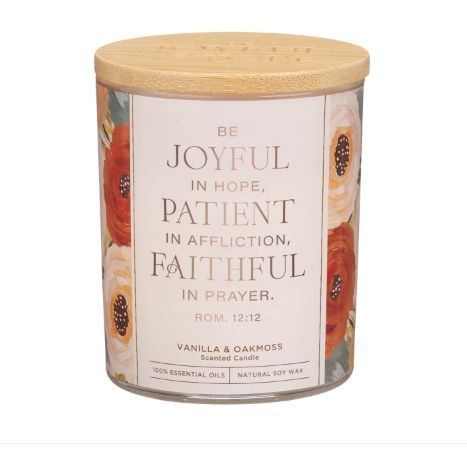 Joyful Patient Faithful Heirloom Floral Candle