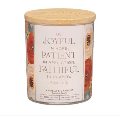 Joyful Patient Faithful Heirloom Floral Candle