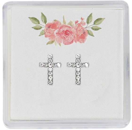 CRYSTAL CROSS EARRINGS