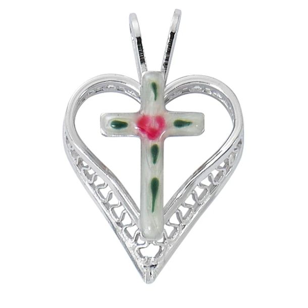 16-18"CH SS CLOISONNE CROSS