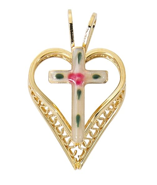 16-18"CH G/SS CLOISONNE CROSS