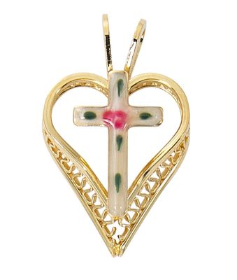 16-18"CH G/SS CLOISONNE CROSS