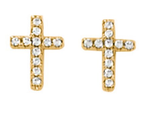 GOLD CRYSTAL CROSS EARRINGS