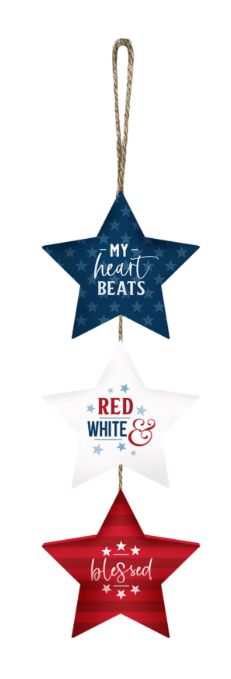 My Heart Beats Red, White &amp; Blessed Hanging Stars