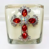 AGAPE  JEWELED CROSS CANDLE - SILVERTONE