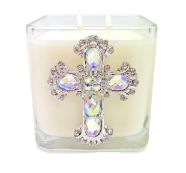 COVENANT JEWELED IRRIDESCENT CROSS CANDLE