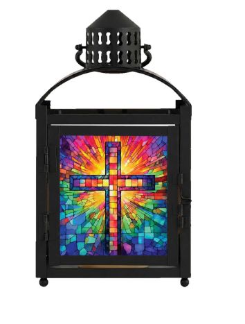 Stained Glass Cross Lantern