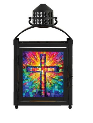 Stained Glass Cross Lantern