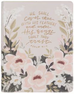 Cream Floral Faux Leather KJV Note-taking Bible - Psalm 91:4