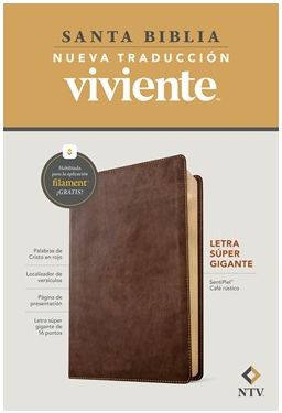 Biblia Letra Súper Gigante NTV, Con Filament Sentipiel, Café Rústico, Letra Roja