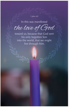 Advent Bulletin: Love (Package of 100): 1 John 4:9 (KJV)