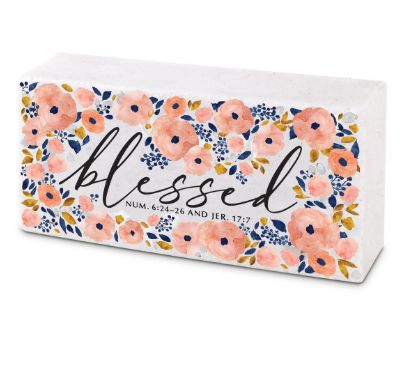 Scripture Block Floral Blessed