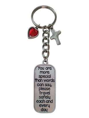 More Special Key Ring W/Cross &amp; Ruby Heart