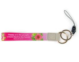 Happy, Psalm 114:5 Logos Tap Wrist Lanyard Keychain