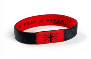 Black and Red - Carbon, Joshua 1:8 Logos Tap Stretch Bracelet