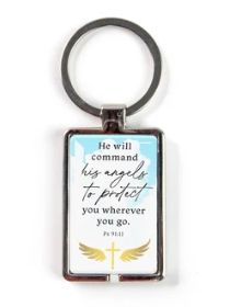 His Angels, Ps 91:11 Logos Tap Keychain
