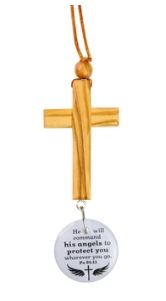 His Angels, Ps 91:11 Logos Tap Car Charm Cross