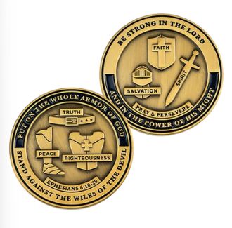 Armor of God Coin with All Armor Pieces Antique Gold Plated Coin