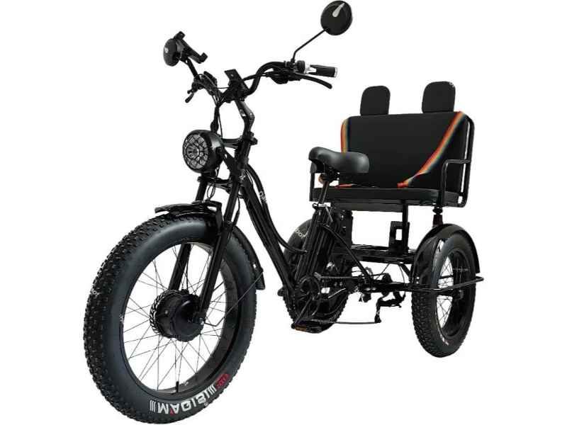 Tricycle électrique 3 roues Fatbike Cross 750 W – 2 places – Mobilité réduite / tout-terrain