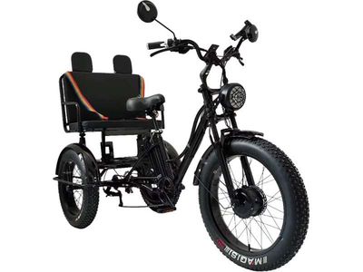 Tricycle électrique 3 roues Fatbike Cross 750 W – 2 places – Mobilité réduite / tout-terrain