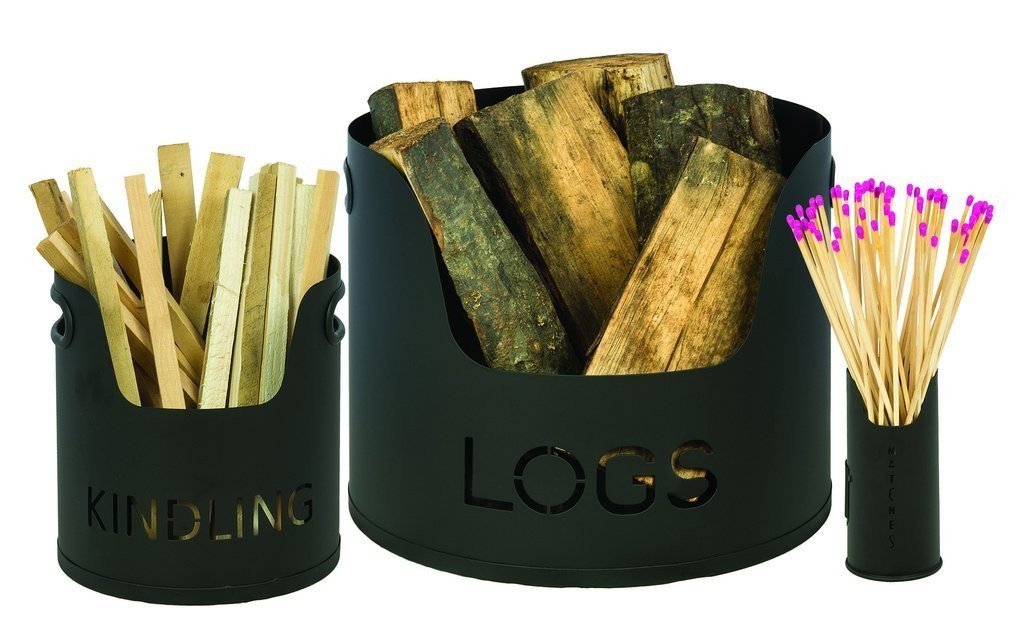 LOG, KINDLING AND MATCH HOLDER (SET OF 3)