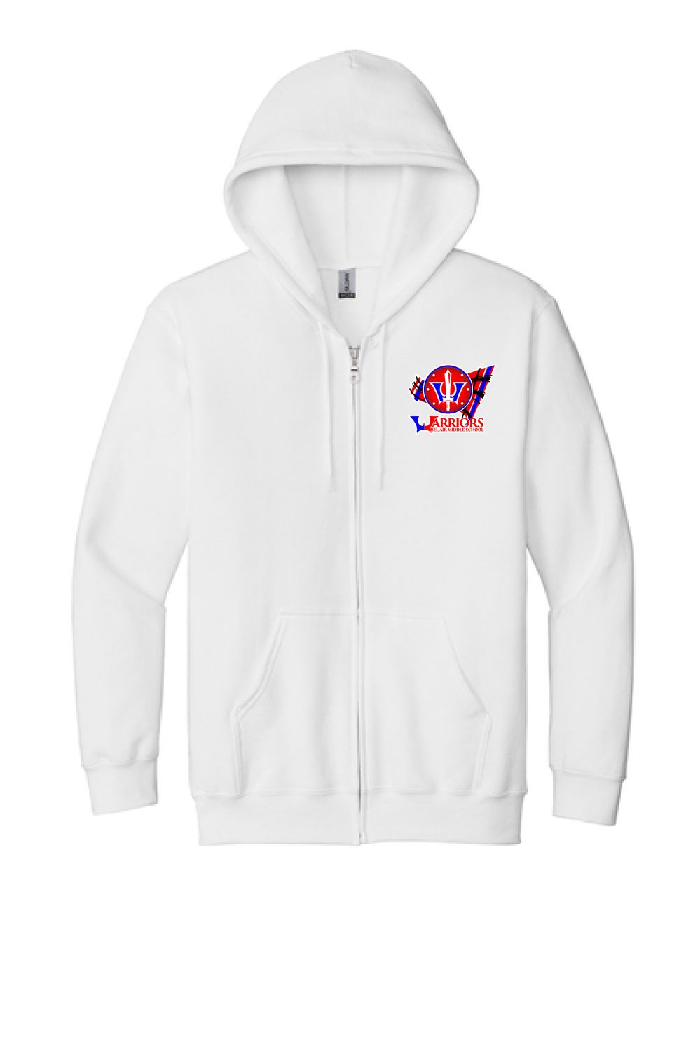Bel Air Middle Zip Hoodie White Left Chest (ADULT SIZES ONLY)