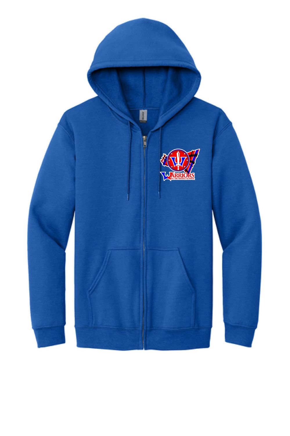 Bel Air Middle Zip Hoodie Blue Left Chest