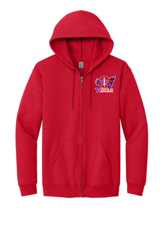 Bel Air Middle Zip Hoodie Red Left Chest