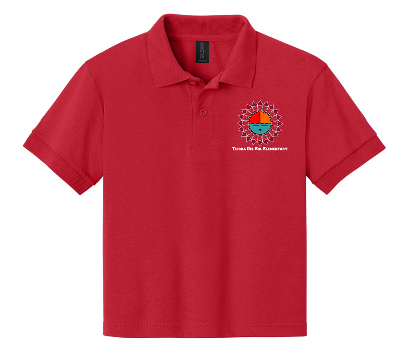 Grades: Kinder - 5th  Tierra Del Sol Black Red Polo