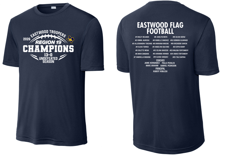 Eastwood Flag Football Champion Shirts
