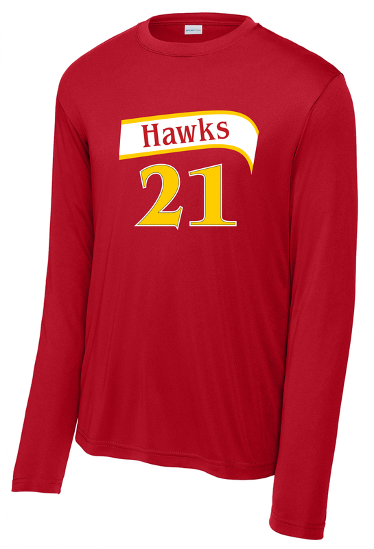 Hawks Basketball Red Long Sleeve Drifit Custom Tee