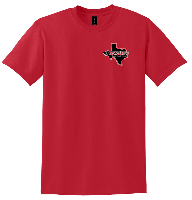 Hanks Middle School Red Left Chest Logo T-Shirt