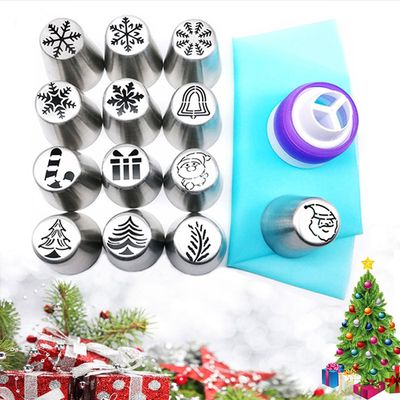 13 Piece Stainless Steel Christmas Piping Tip Set