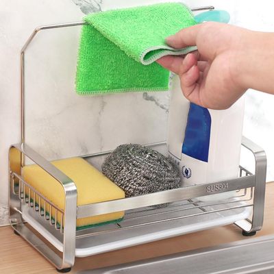 Kitchen Towel Sponge Holder Soap Storage Sink Tray Organizer