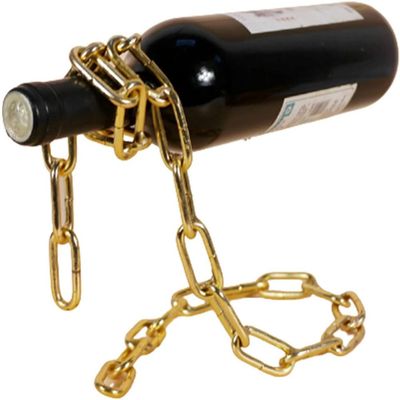 Étagère à vin rouge suspendue créative en métal avec chaîne