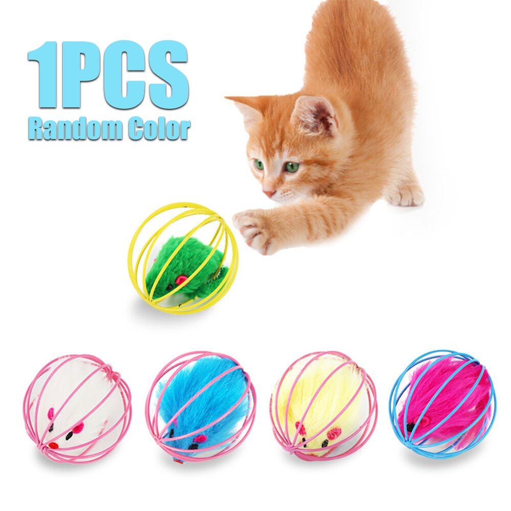 Cat Toy Feather Ball Mini Cage Mouse Funny Toys