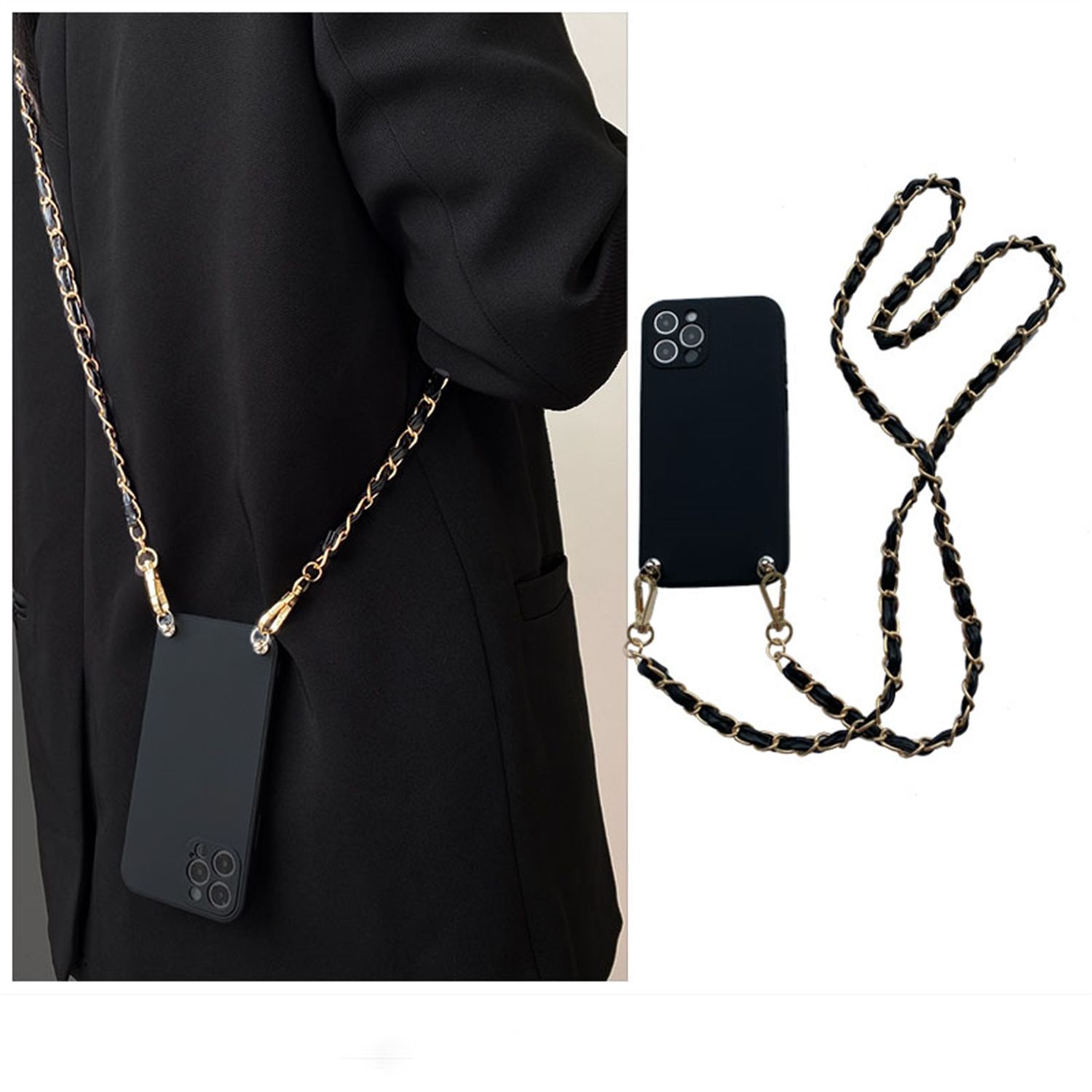 Luxury Crossbody Lanyard Necklace Leather Bracelet Chain Phone Case