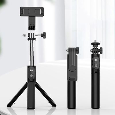 Perche à selfie Bluetooth en acier inoxydable noir