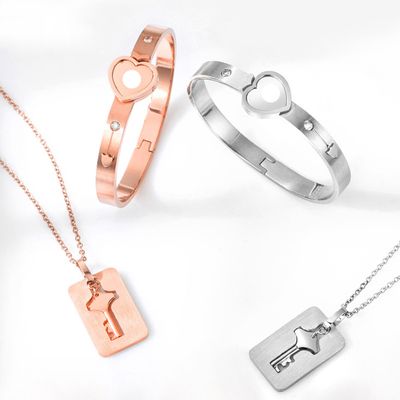 Ensemble de bijoux pour couple avec bracelet, collier