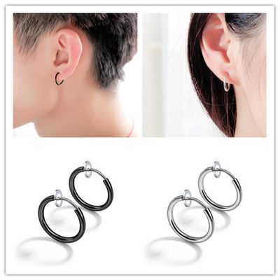 Boucles d&#39;oreilles unisexes en acier inoxydable