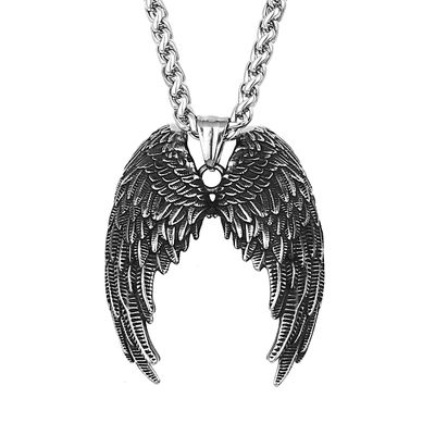 Collier avec pendentif en acier titane et ailes