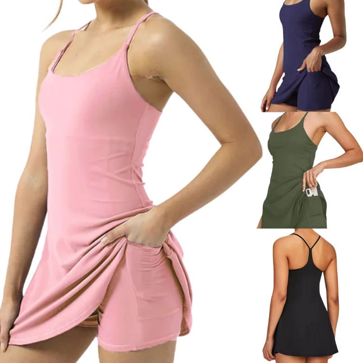 Golf All-in-one Tennis Skirt Sleeveless Backless Women&#39;s Clothing