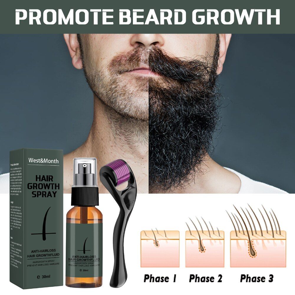 30ml Hair Beard Growth Roller Set Beard Oil Spray